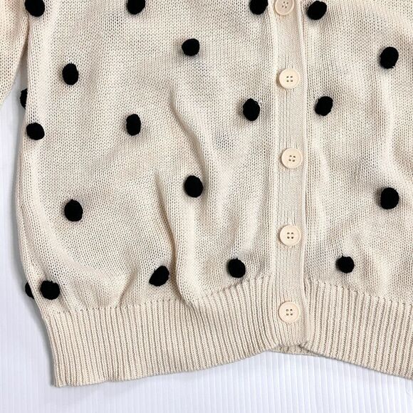 The Great The Bobble Cardigan Cream Black Pom Pom Knit Siz 1/ Small Longline - Picture 11 of 16